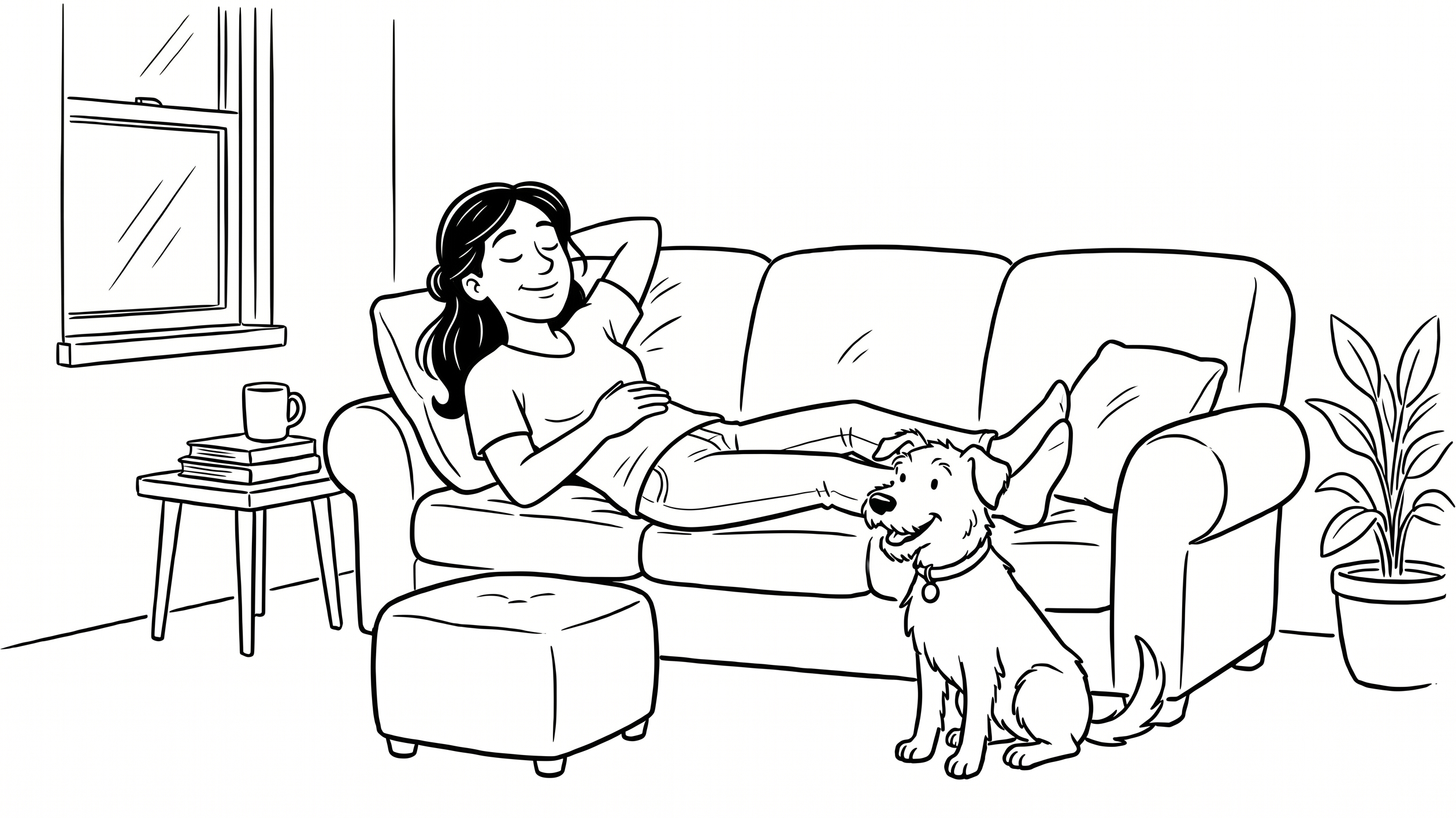 Relaxing on the couch with the dog after finalising things