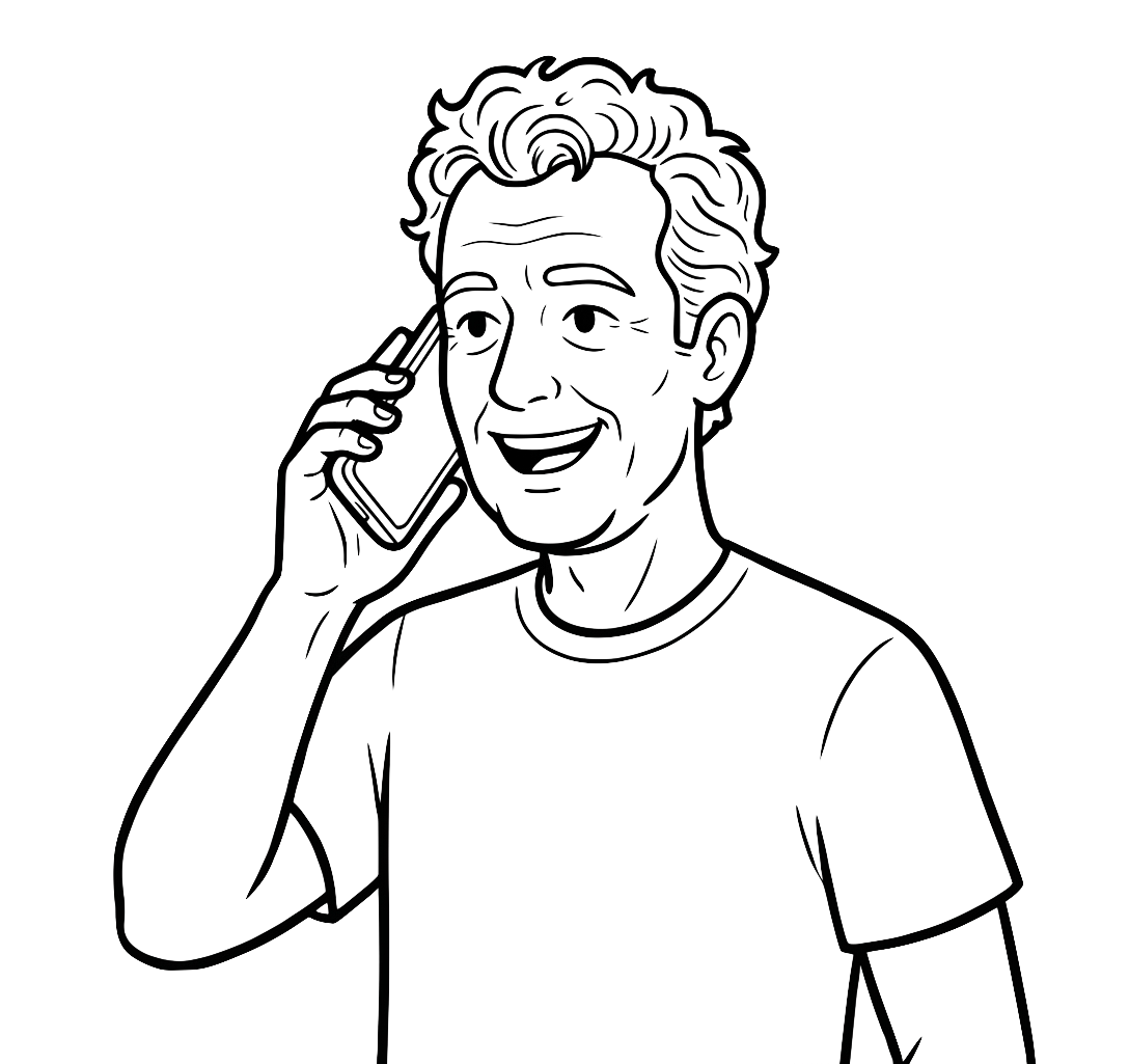 A person smiling on the phone