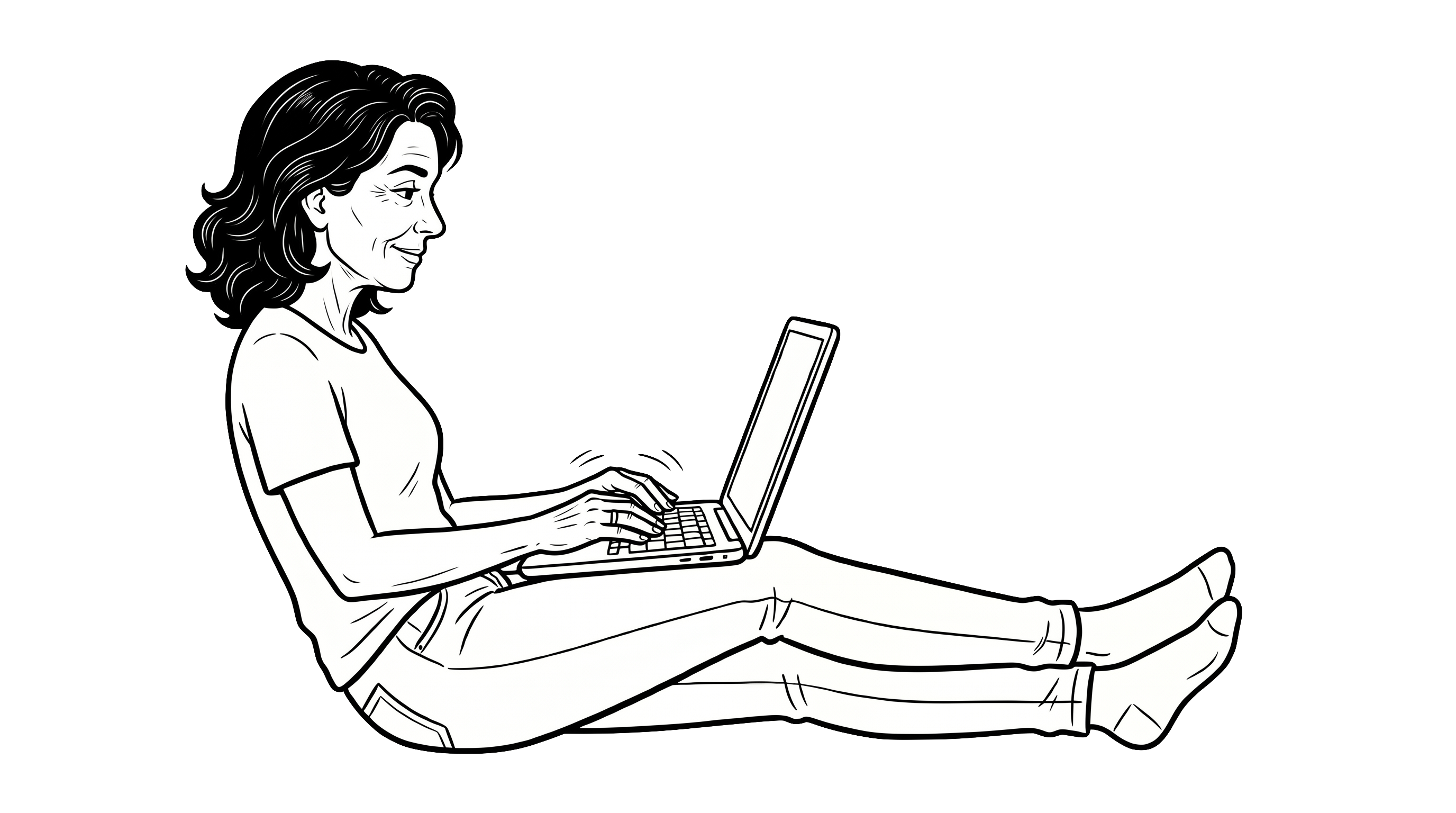 A person sitting with a laptop