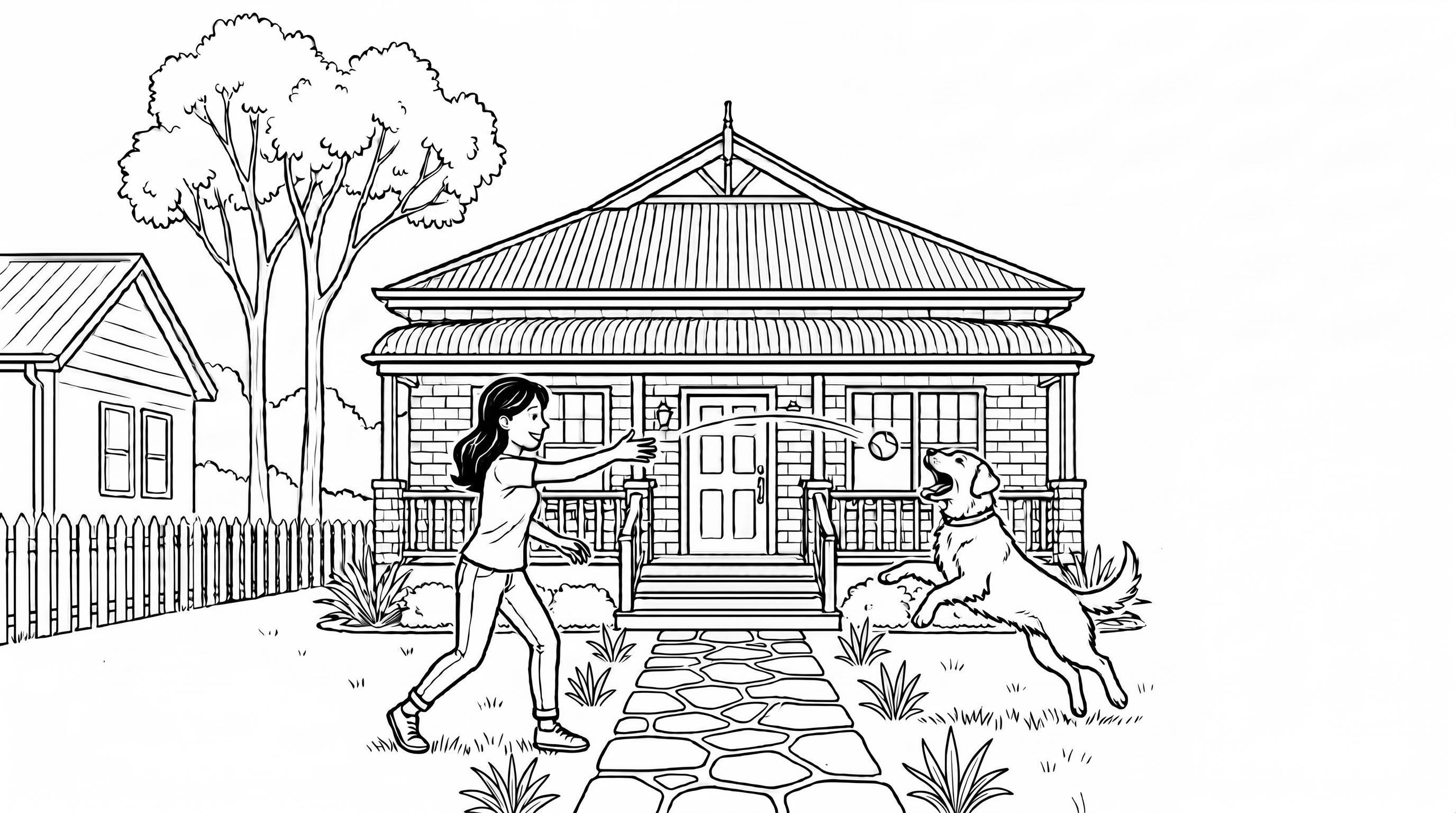A fresh start — playing with the dog out the front of a new home